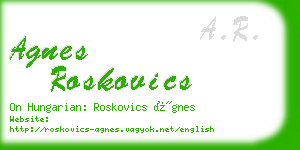 agnes roskovics business card